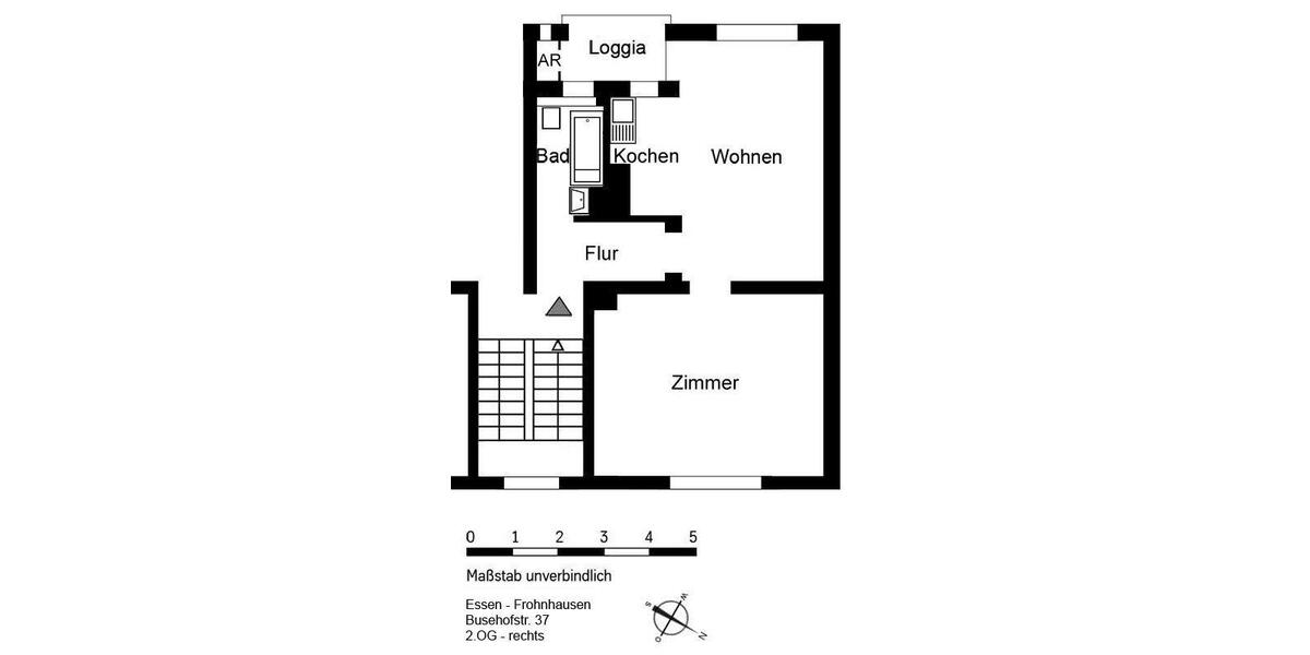 Etagenwohnung Essen Stadtbezirk III - 1.5 Zimmer, 48 m&sup2;, 439&euro; | Angebot:25542385