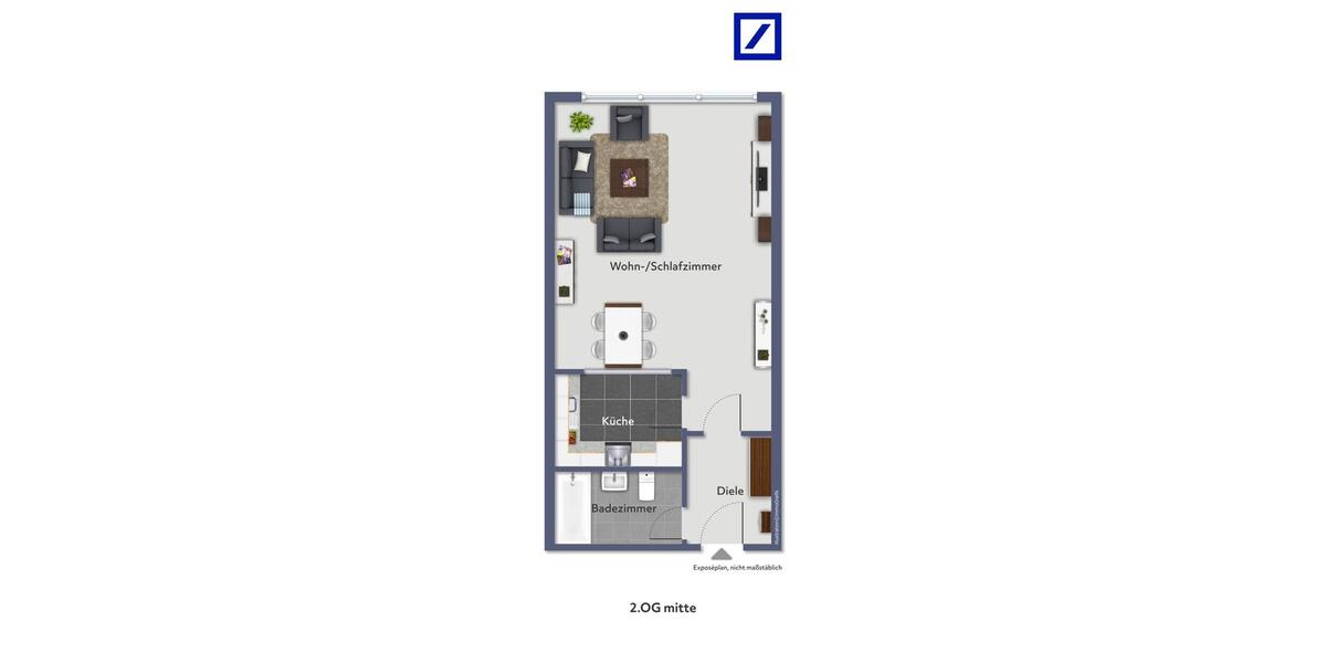 Etagenwohnung Essen Stadtkern - 1 Zimmer, 53 m&sup2;, 495&euro; | Angebot:24397730