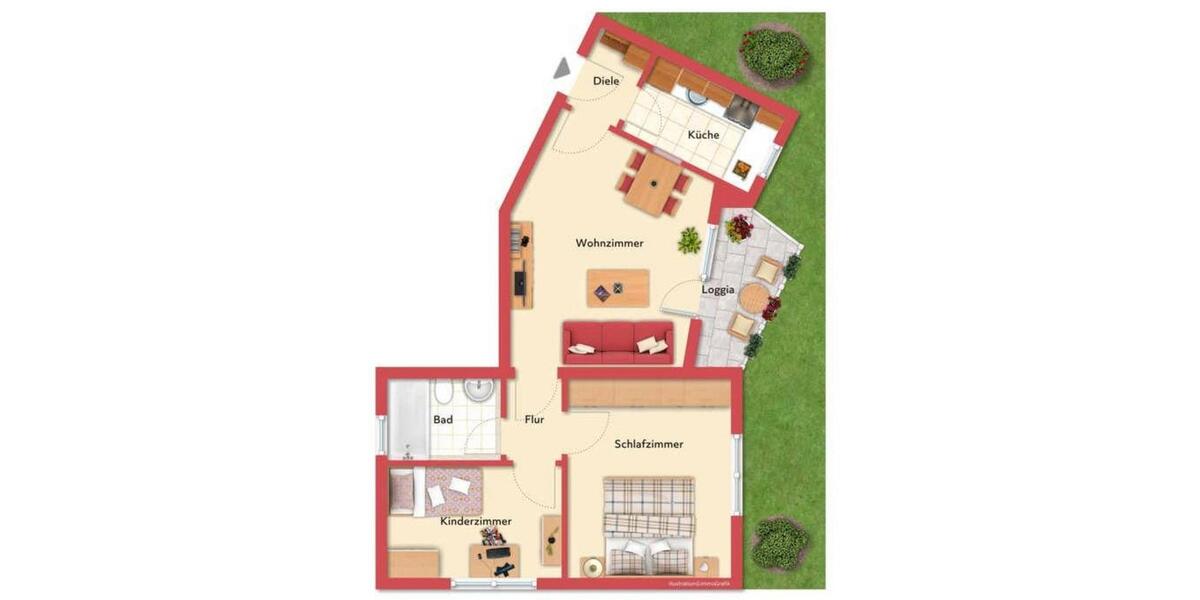 Etagenwohnung Oberhausen Alt-Oberhausen - 3 Zimmer, 59 m&sup2;, 109.000&euro; | Angebot:26052789