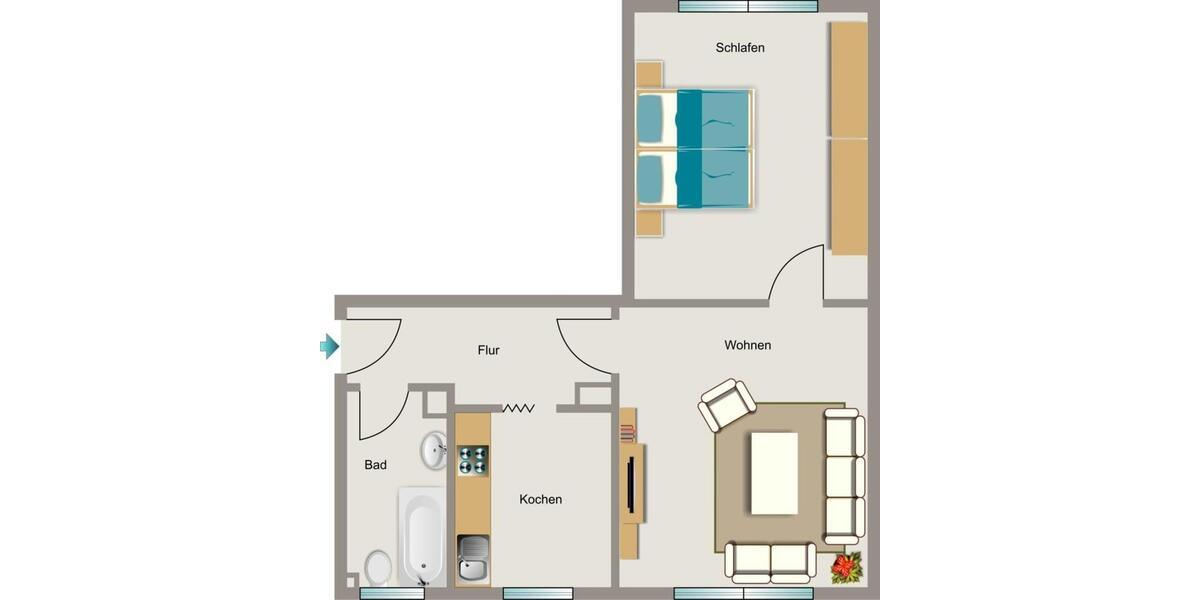 Etagenwohnung Oberhausen Alstaden - 2.5 Zimmer, 46 m&sup2;, 390&euro; | Angebot:25754032
