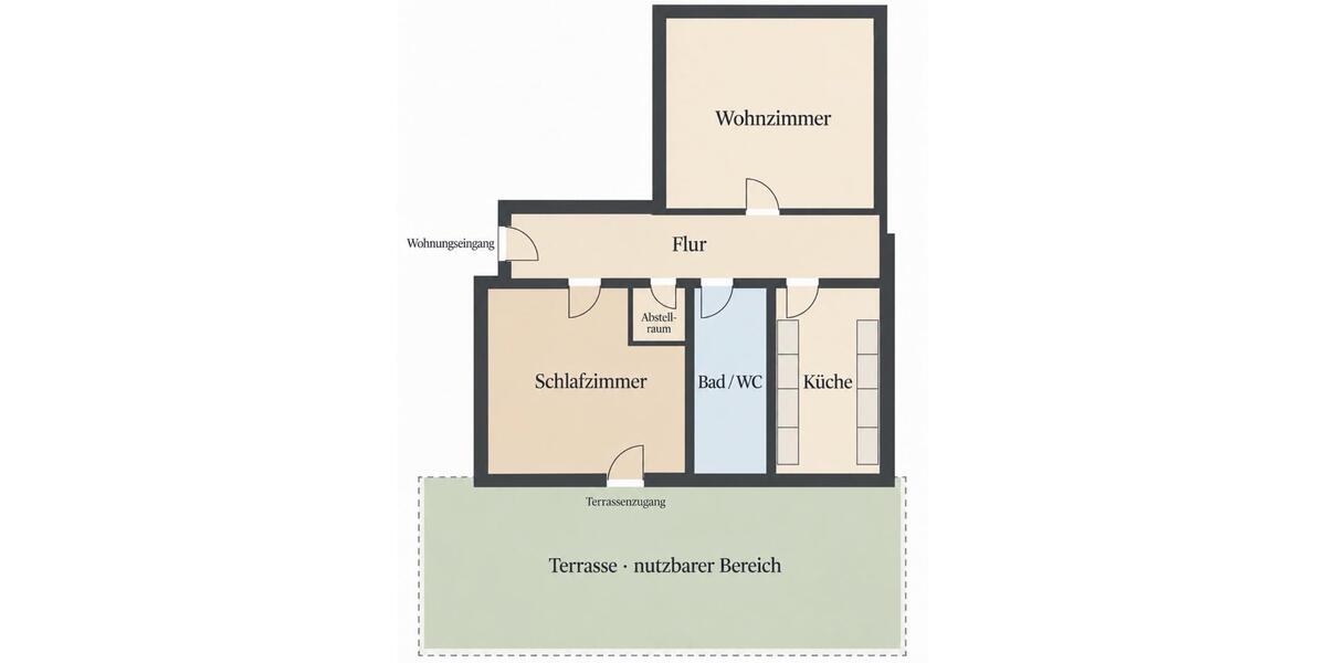 Terrassenwohnung Düsseldorf Stadtbezirk 2 - 2 Zimmer, 65 m&sup2;, 860&euro; | Angebot:27546720