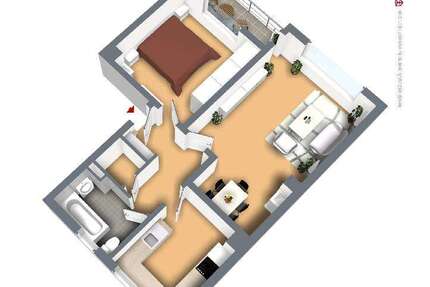 Wohnung Remscheid Lüttringhausen - 2 Zimmer, 60 m&sup2;, 468&euro; | Angebot:25335628