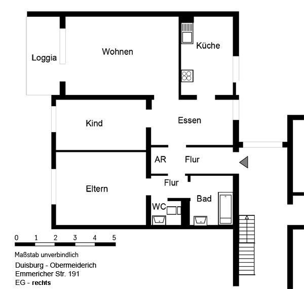 Erdgeschoßwohnung Duisburg Ruhrort - 3 Zimmer, 82 m&sup2;, 579&euro; | Angebot:26427129