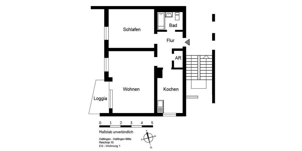 Etagenwohnung Hattingen - 2 Zimmer, 60 m&sup2;, 519&euro; | Angebot:26463912