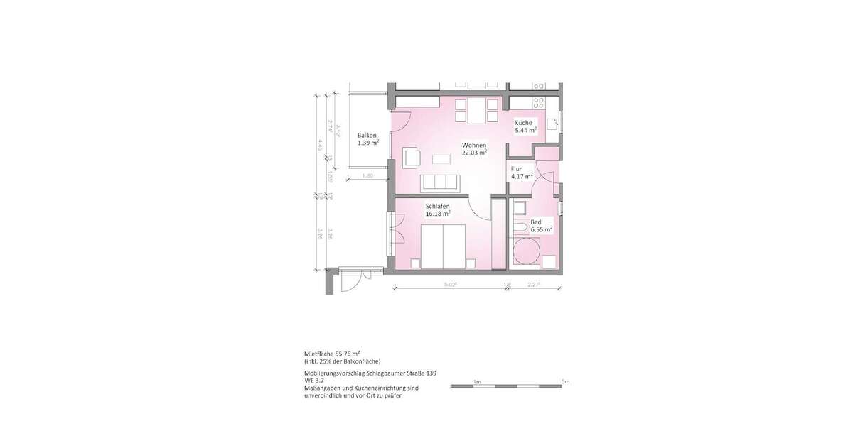 Etagenwohnung Solingen Central - 2 Zimmer, 56 m&sup2;, 342&euro; | Angebot:26385416