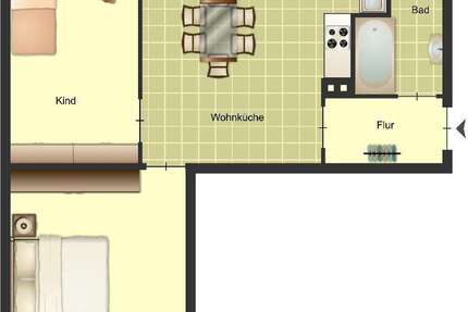 Wohnung Duisburg Huckingen - 2 Zimmer, 51 m&sup2;, 469&euro; | Angebot:25371974