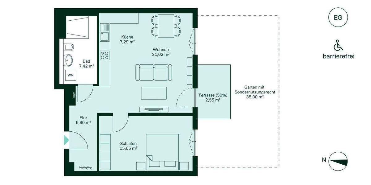 Etagenwohnung Düsseldorf Benrath - 2 Zimmer, 60 m&sup2;, 379.900&euro; | Angebot:25938894