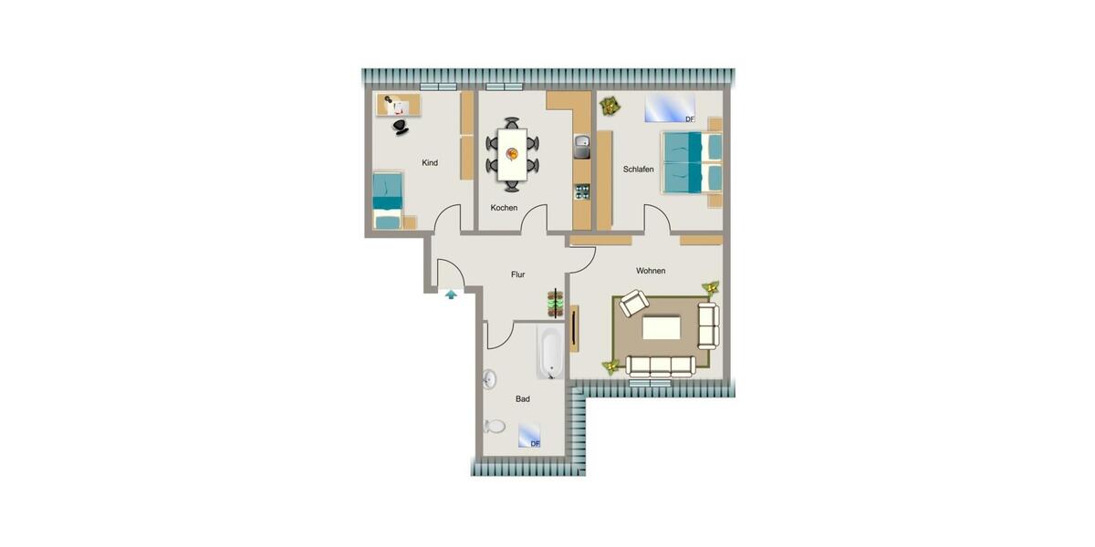 Dachgeschoßwohnung Duisburg Hamborn - 3.5 Zimmer, 69 m&sup2;, 365&euro; | Angebot:26433788