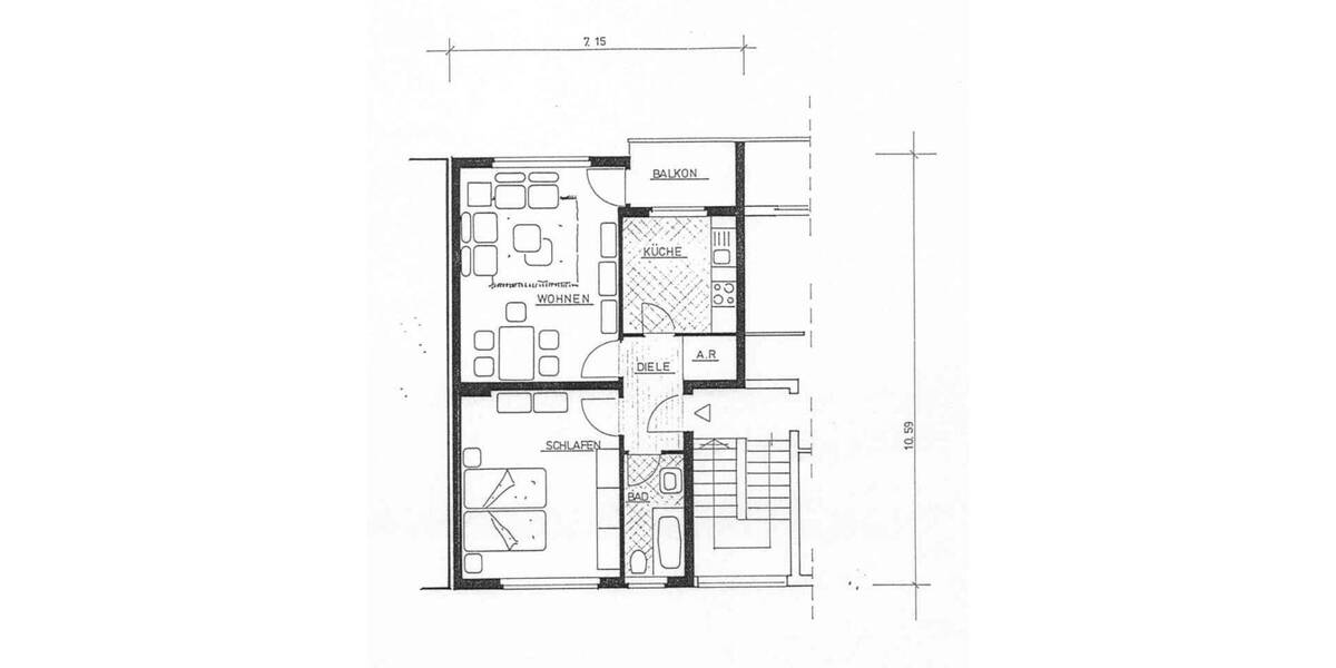 Etagenwohnung Düsseldorf Garath - 2 Zimmer, 55 m&sup2;, 175.000&euro; | Angebot:26016162