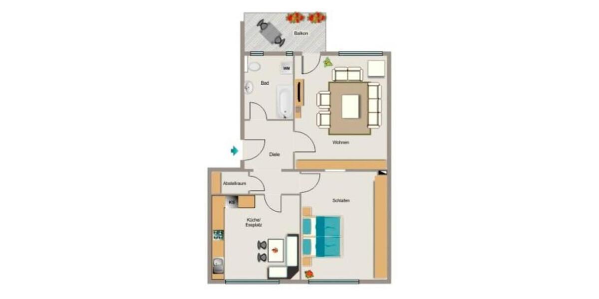 Etagenwohnung Duisburg Hamborn - 2.5 Zimmer, 63 m&sup2;, 404&euro; | Angebot:25313024