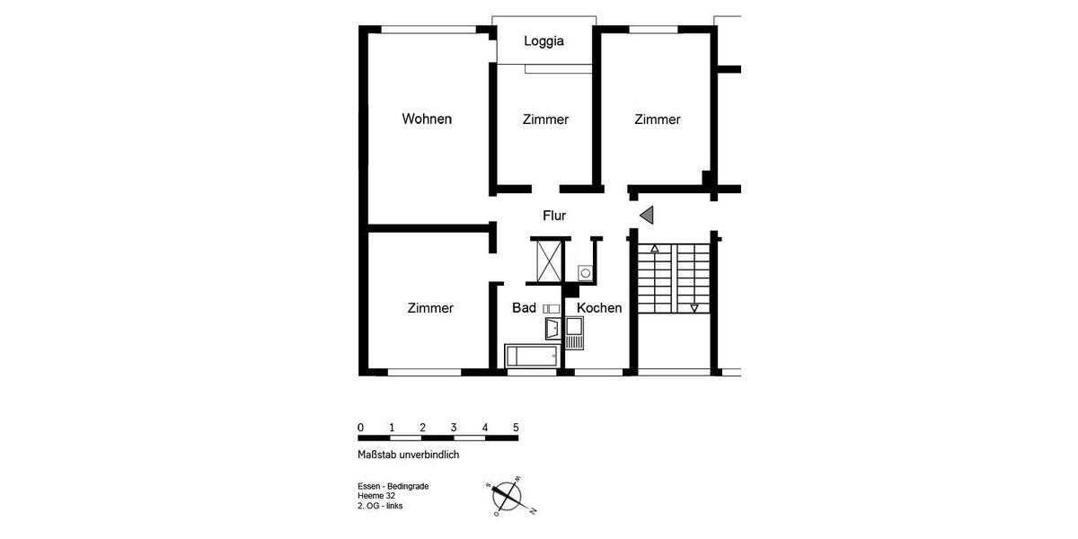 Etagenwohnung Essen Stadtbezirk IV - 4 Zimmer, 87 m&sup2;, 854&euro; | Angebot:26425514