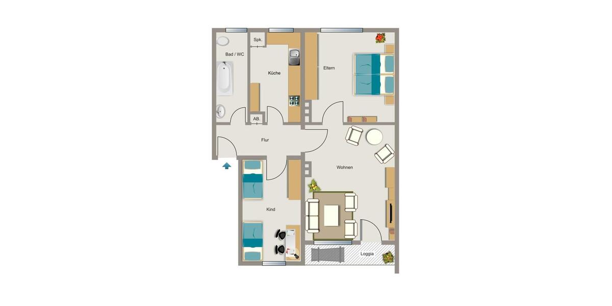 Etagenwohnung Duisburg Walsum - 3.5 Zimmer, 56 m&sup2;, 525&euro; | Angebot:25861497
