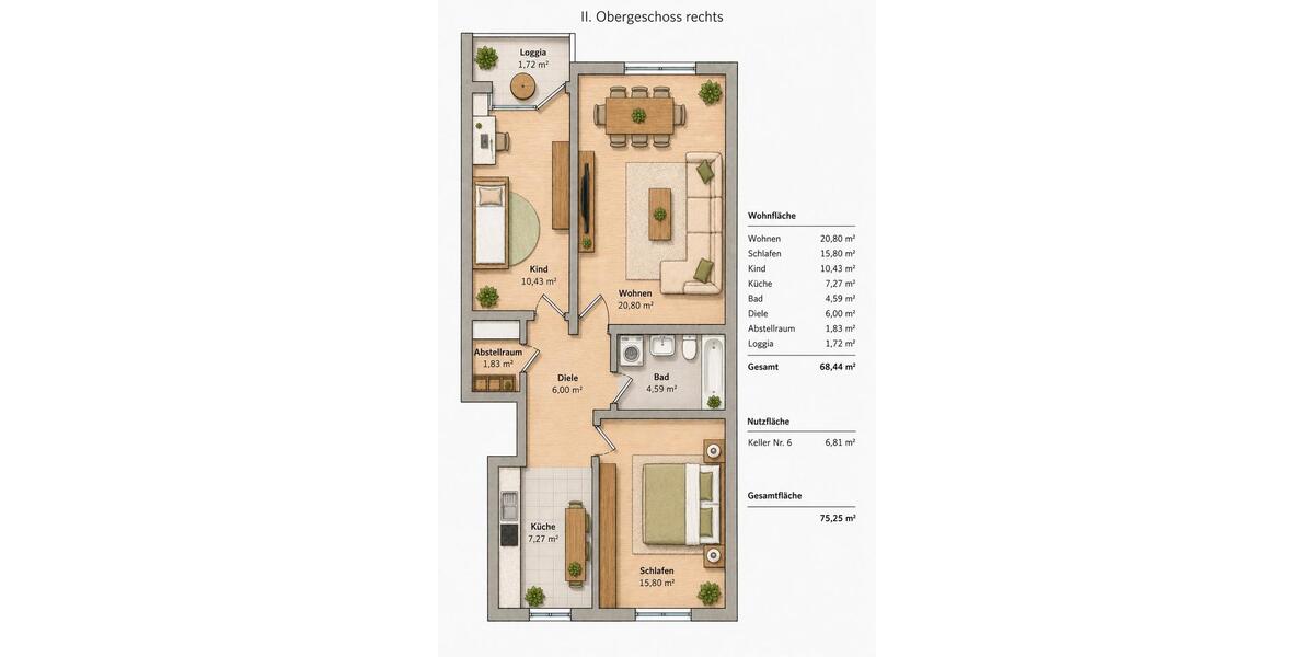 Etagenwohnung Essen Stadtbezirk IV - 3.5 Zimmer, 69 m&sup2;, 177.000&euro; | Angebot:27198844