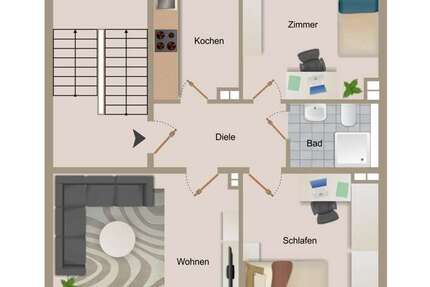 Wohnung Düsseldorf Stadtbezirk 3 - 3 Zimmer, 70 m&sup2;, 297.000&euro; | Angebot:26087474