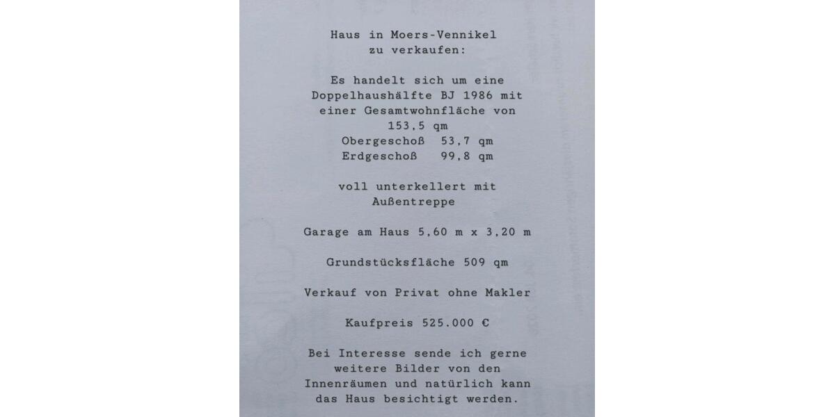 Doppelhaushälfte Moers Schwafheim - 5 Zimmer, 153 m&sup2;, 525.000&euro; | Angebot:27168525