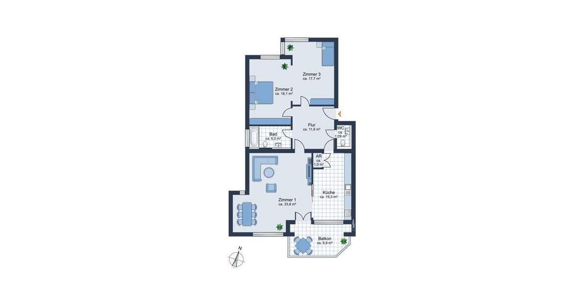 Etagenwohnung Essen Fischlaken - 3 Zimmer, 111 m&sup2;, 385.000&euro; | Angebot:25700339