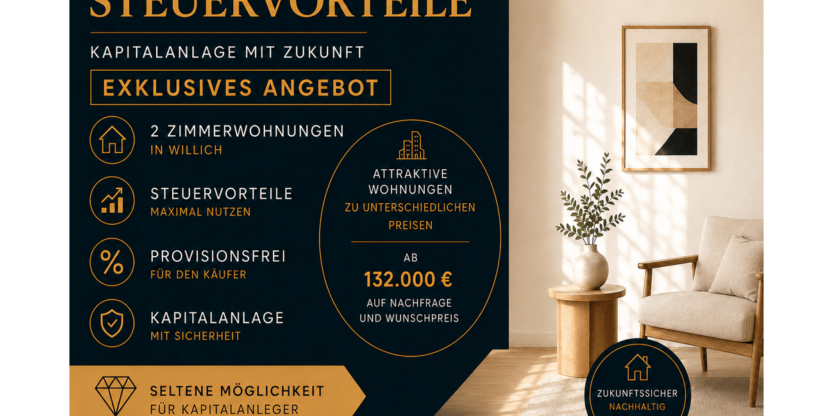 Etagenwohnung Willich - 2 Zimmer, 54 m&sup2;, 162.656&euro; | Angebot:27162101
