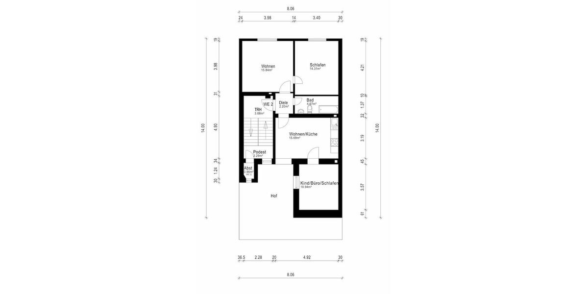 Etagenwohnung Mülheim an der Ruhr Broich - 3 Zimmer, 63 m&sup2;, 665&euro; | Angebot:27549097