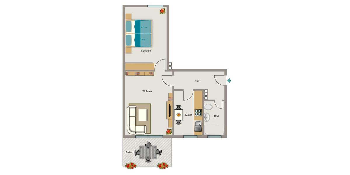Erdgeschoßwohnung Duisburg Walsum - 2.5 Zimmer, 47 m&sup2;, 492&euro; | Angebot:26449941