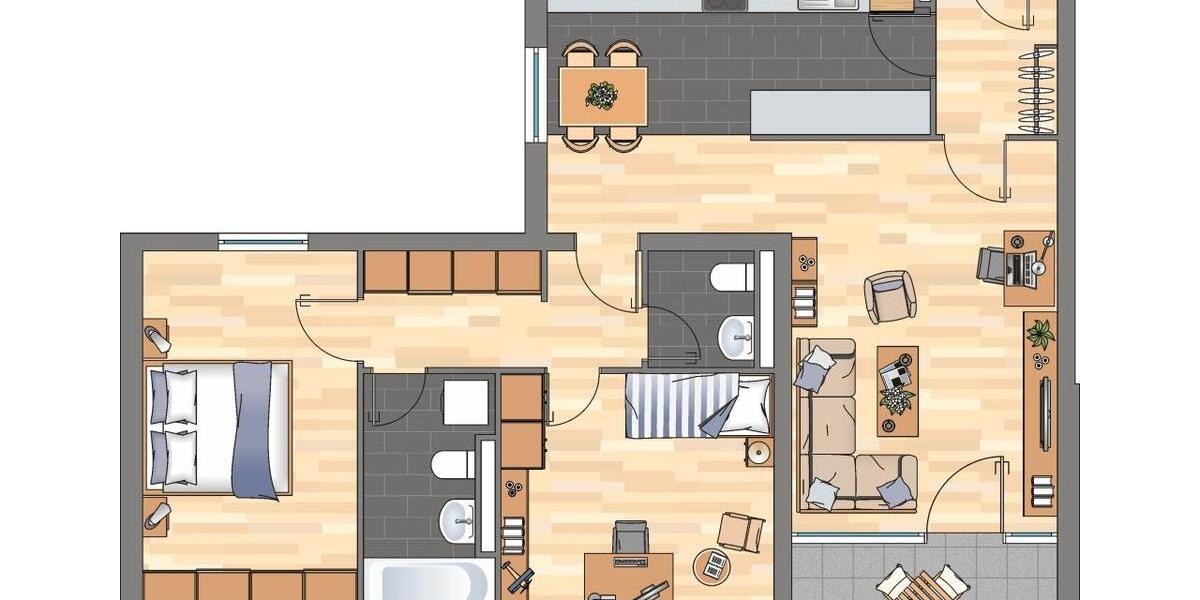 Etagenwohnung Wuppertal Gemarkung Vohwinkel - 3 Zimmer, 76 m&sup2;, 649&euro; | Angebot:25963928