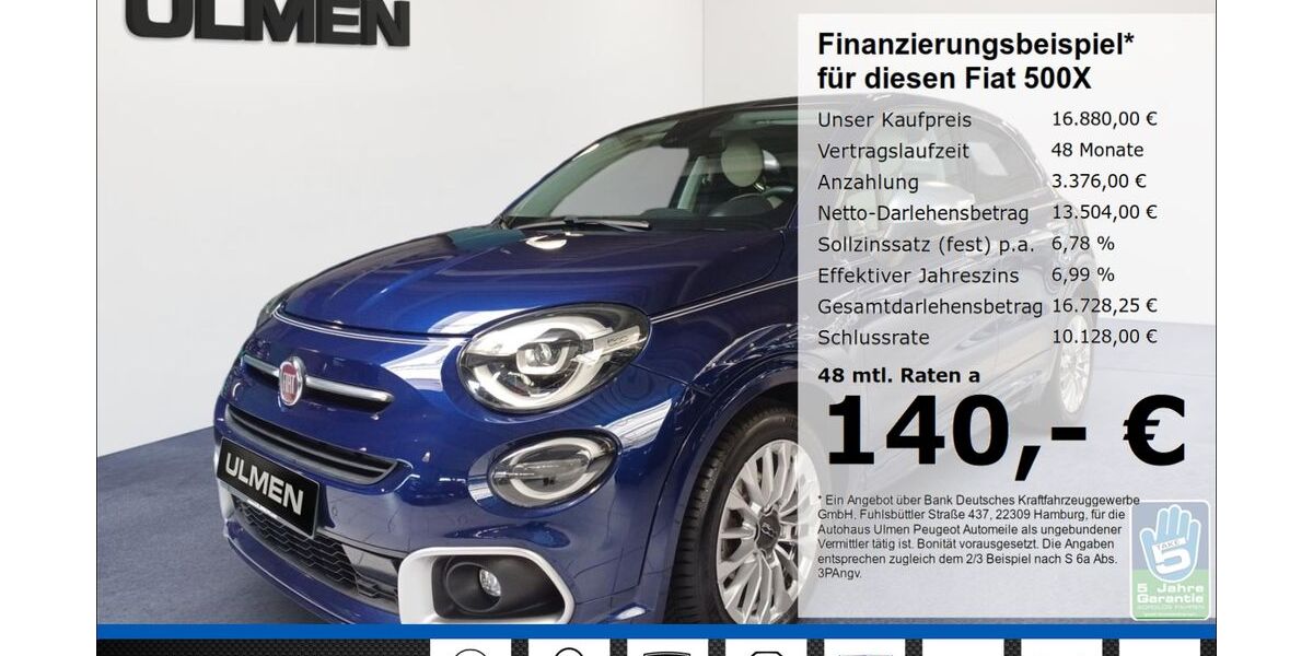 Fiat 500X 93.448 km 15.380 &euro; Düsseldorf 40233