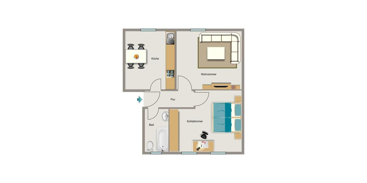 Erdgeschoßwohnung Duisburg Hochheide - 2.5 Zimmer, 61 m&sup2;, 545&euro; | Angebot:24757725