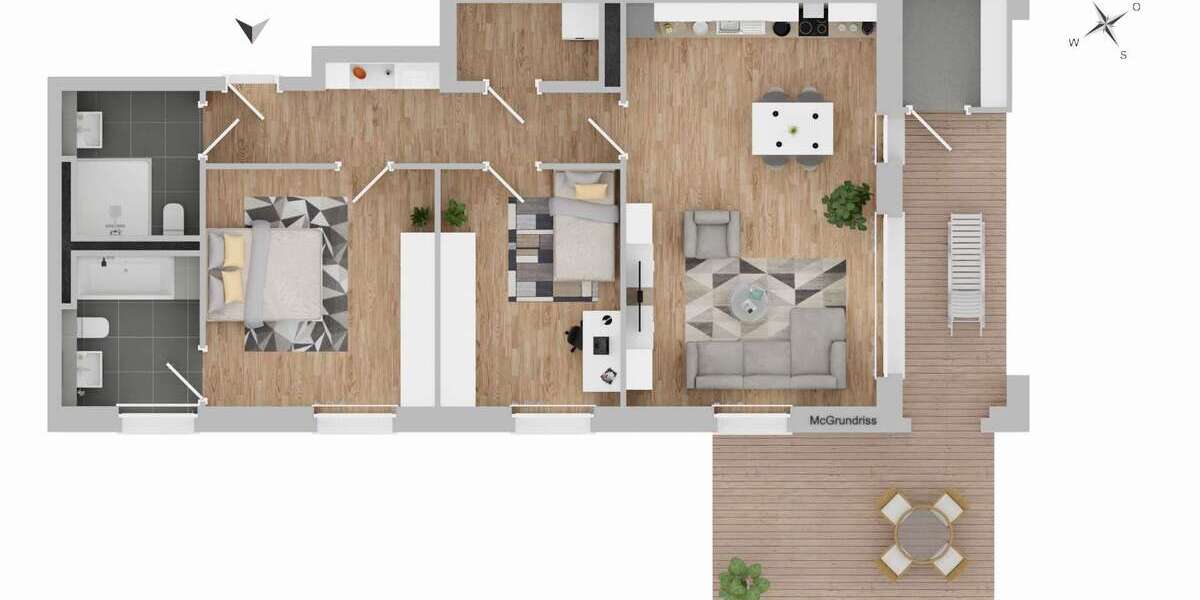 Etagenwohnung Dormagen Sankt Peter - 3 Zimmer, 87 m&sup2;, 1.132&euro; | Angebot:26613246