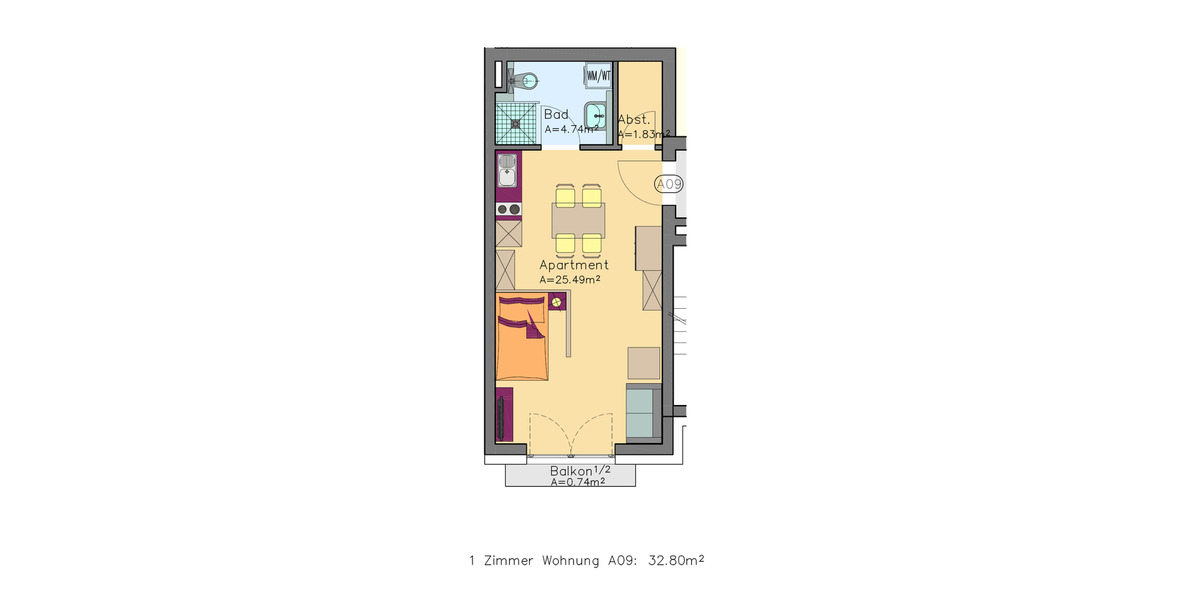 Etagenwohnung Düsseldorf Flingern Süd - 1 Zimmer, 33 m&sup2;, 899&euro; | Angebot:24510800