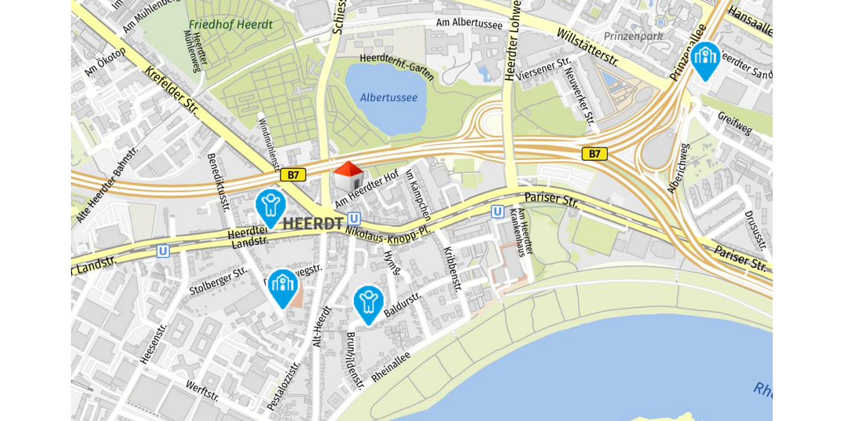 Wohnen auf einer Ebene Moderne, hochwertige 3 Zimmer-Wohnung mit Bungalow-Charakter - Erdgeschoßwohnung Düsseldorf Heerdt | Angebot:26991571