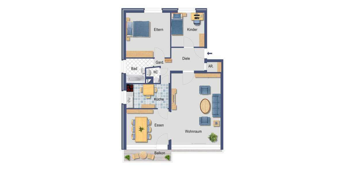 Etagenwohnung Düsseldorf Eller - 3 Zimmer, 90 m&sup2;, 329.000&euro; | Angebot:25738217