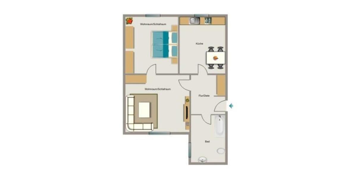 Dachgeschoßwohnung Duisburg Hamborn - 2.5 Zimmer, 55 m&sup2;, 312&euro; | Angebot:22016322