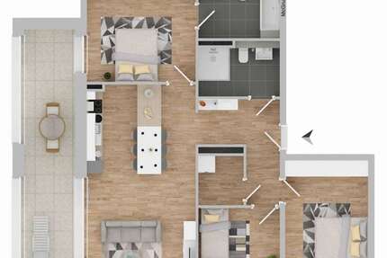 Wohnung Dormagen Sankt Peter - 4 Zimmer, 103 m&sup2;, 1.253&euro; | Angebot:26613247