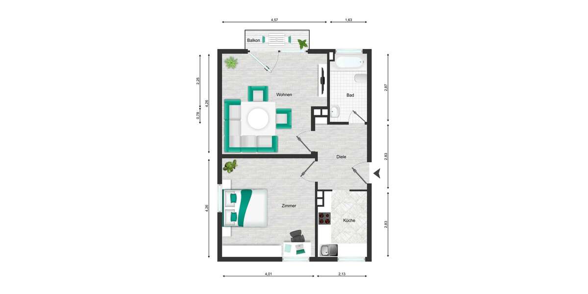 Etagenwohnung Velbert Am Berg - 2.5 Zimmer, 51 m&sup2;, 490&euro; | Angebot:27529163