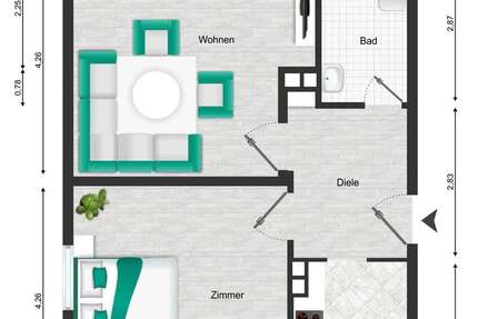 Wohnung Velbert Am Berg - 2.5 Zimmer, 51 m&sup2;, 490&euro; | Angebot:27529163
