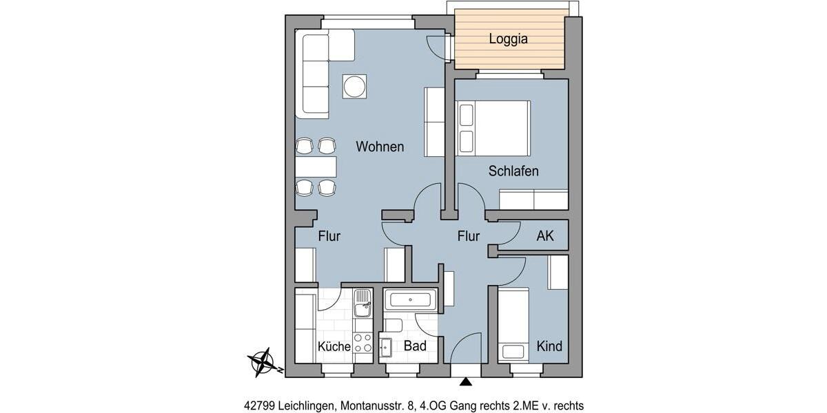 Etagenwohnung Leichlingen (Rheinland) - 2 Zimmer, 68 m&sup2;, 778&euro; | Angebot:25337314