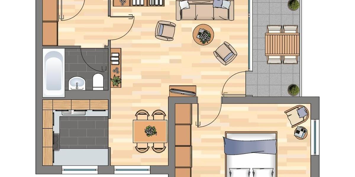 Etagenwohnung Wuppertal Gemarkung Vohwinkel - 2 Zimmer, 51 m&sup2;, 419&euro; | Angebot:25918625