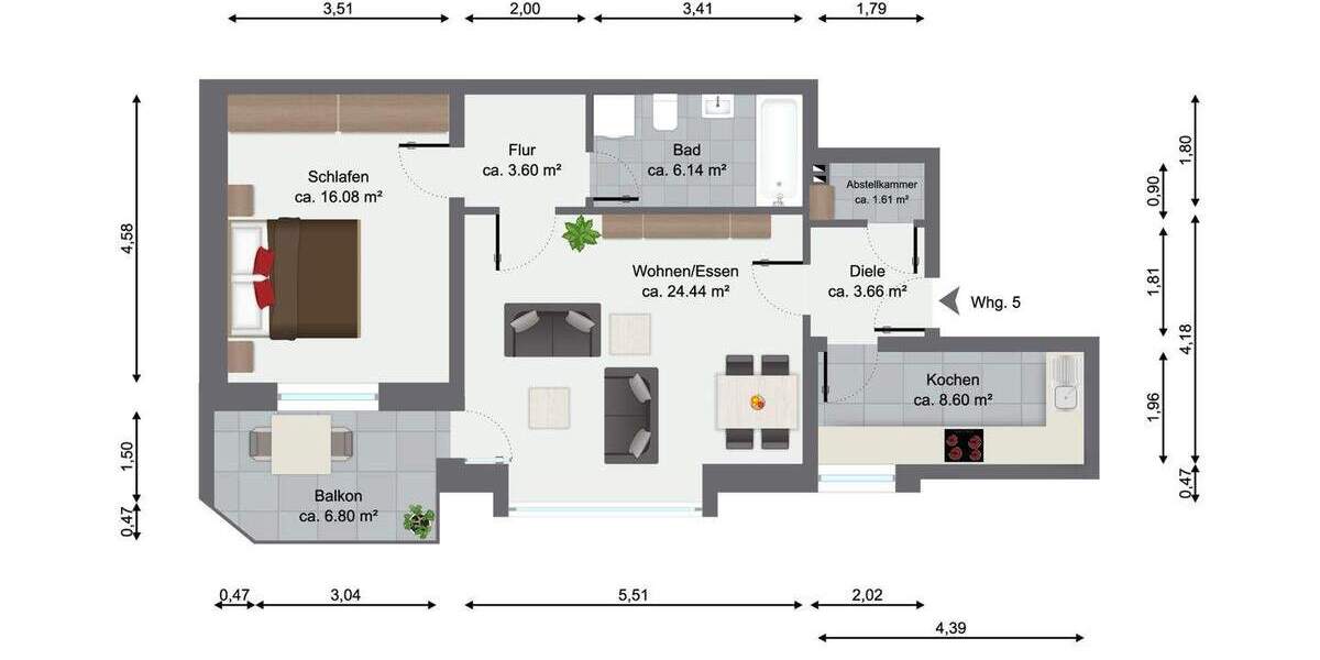 Etagenwohnung Düsseldorf Hellerhof - 2 Zimmer, 65 m&sup2;, 299.000&euro; | Angebot:25742589