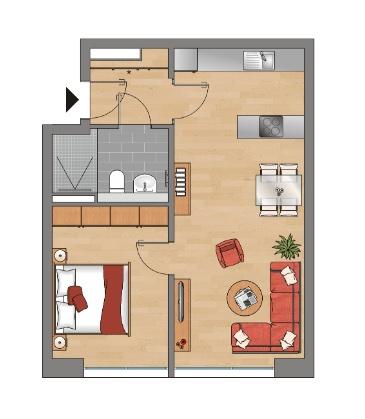 Etagenwohnung Düsseldorf Heerdt - 2 Zimmer, 49 m&sup2;, 900&euro; | Angebot:25992991