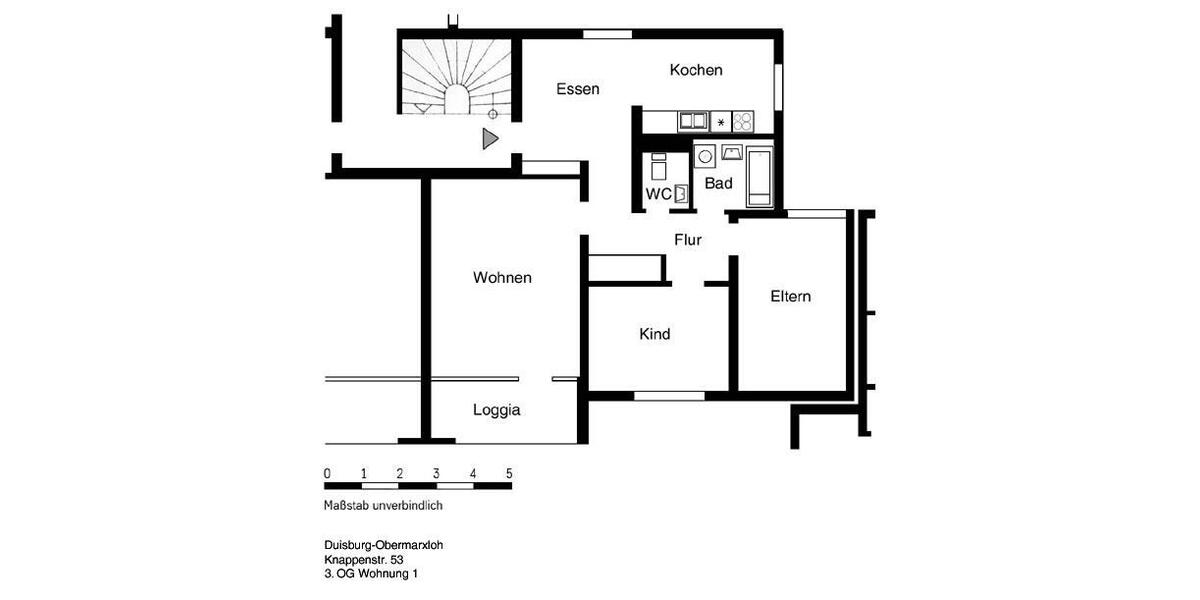 Etagenwohnung Duisburg Hamborn - 3.5 Zimmer, 81 m&sup2;, 589&euro; | Angebot:25648666
