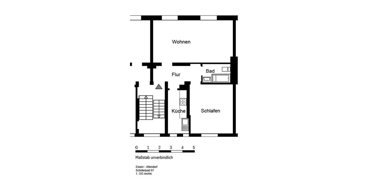 Etagenwohnung Essen Stadtbezirk III - 2 Zimmer, 57 m&sup2;, 459&euro; | Angebot:25881199