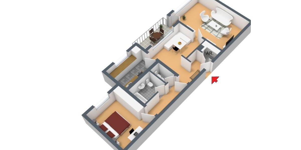 Etagenwohnung Wuppertal Dornap - 2 Zimmer, 74 m&sup2;, 609&euro; | Angebot:25793766