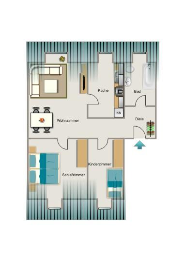 Dachgeschoßwohnung Bottrop Batenbrock - 3.5 Zimmer, 47 m&sup2;, 444&euro; | Angebot:25850566