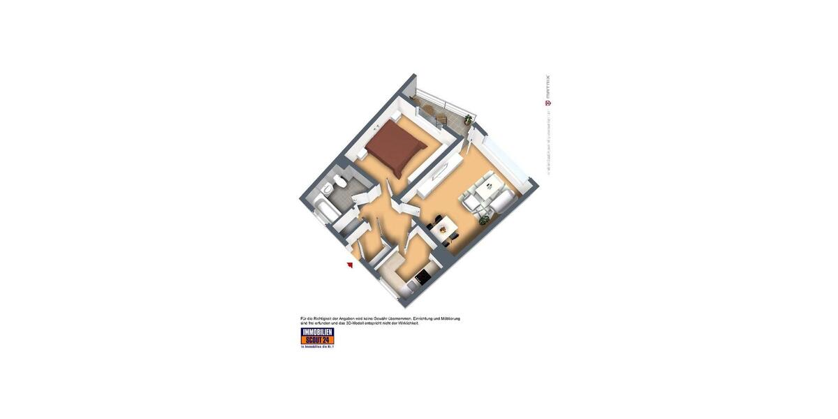 Etagenwohnung Remscheid Lüttringhausen - 2 Zimmer, 51 m&sup2;, 319&euro; | Angebot:26449921