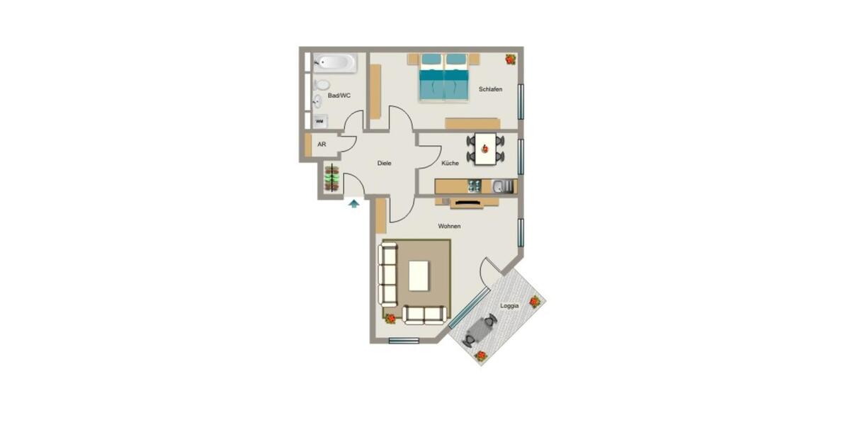 Dachgeschoßwohnung Duisburg Hamborn - 2.5 Zimmer, 59 m&sup2;, 510&euro; | Angebot:25409531