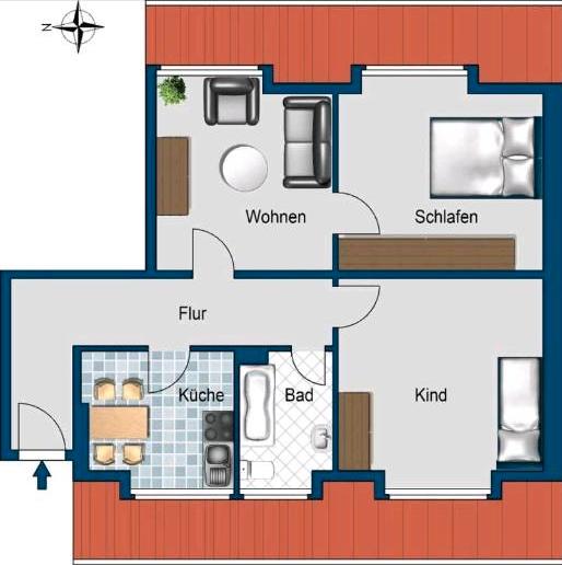 Dachgeschoßwohnung Düsseldorf Derendorf - 3 Zimmer, 65 m&sup2;, 1.100&euro; | Angebot:26021475