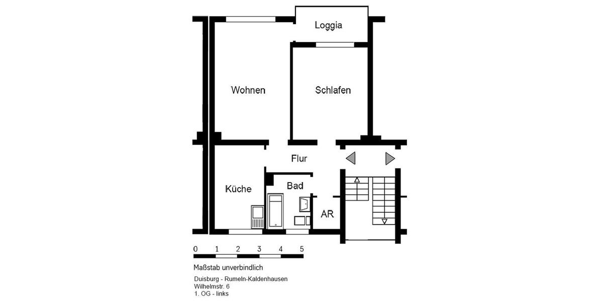 Etagenwohnung Duisburg Rheinhausen - 2 Zimmer, 57 m&sup2;, 551&euro; | Angebot:26007291