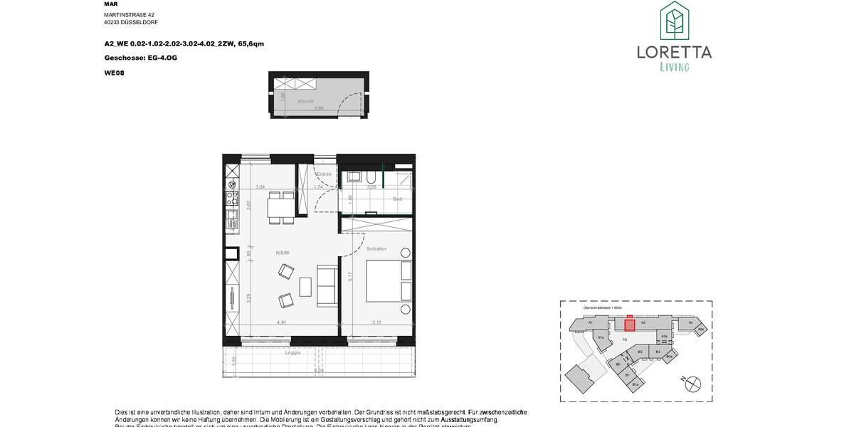 Erdgeschoßwohnung Düsseldorf Stadtbezirk 3 - 2 Zimmer, 66 m&sup2;, 1.300&euro; | Angebot:25918582