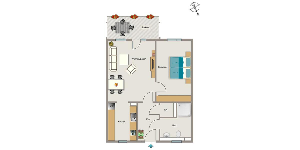 Etagenwohnung Essen Stadtbezirk V - 2 Zimmer, 65 m&sup2;, 668&euro; | Angebot:25209203