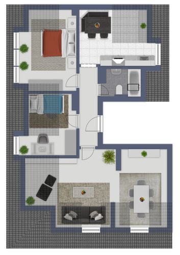 Dachgeschoßwohnung Duisburg Essenberg - 3 Zimmer, 73 m&sup2;, 549&euro; | Angebot:24979248