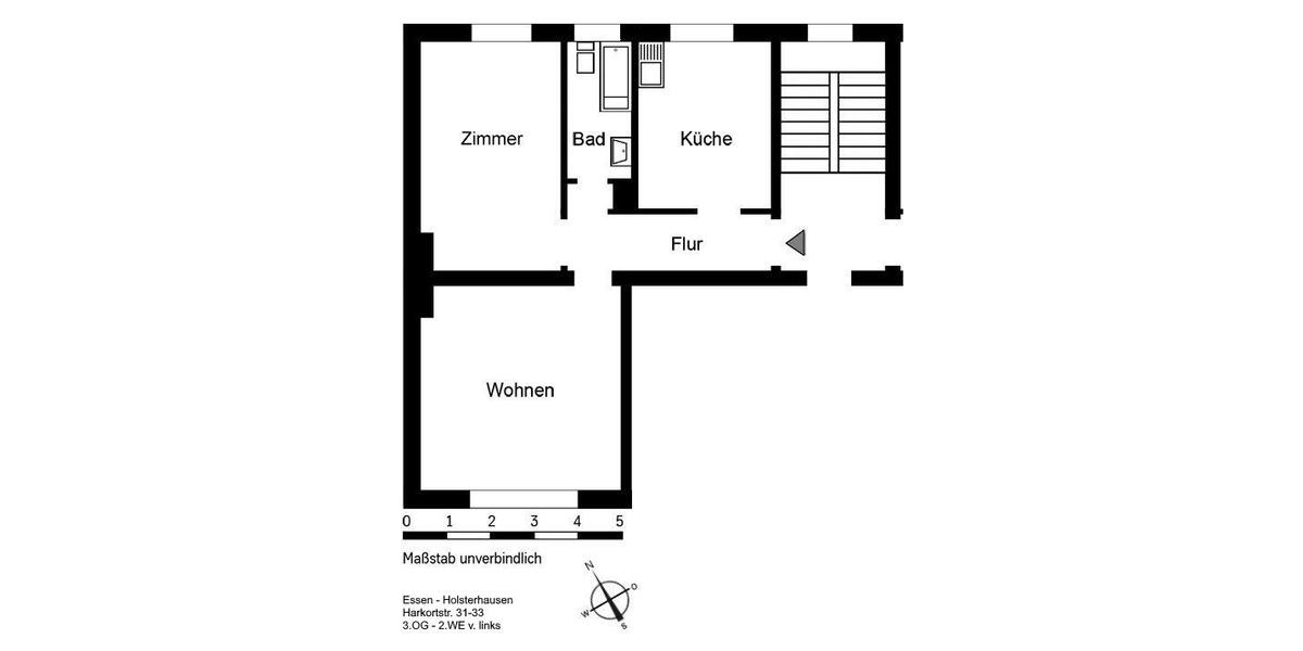 Etagenwohnung Essen Stadtbezirk III - 2 Zimmer, 63 m&sup2;, 624&euro; | Angebot:25103495